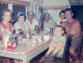 Mom, Dad, Me and family in the kitchen - cabin 17